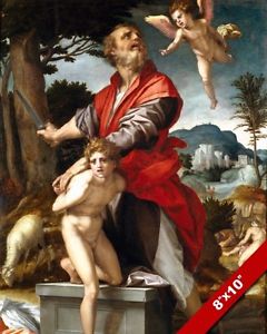 240x300 Abraham Amp Near Sacrifice Of Isaac Painting Christian Bible Art - Abraham And Isaac Painting