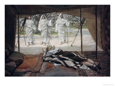 400x300 Abraham And The Three Angels Giclee Print By James Tissot - Abraham And The Three Angels Painting