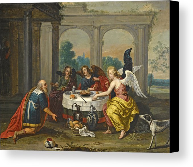 678x587 Abraham Receiving The Three Angels Canvas Print Canvas Art By - Abraham And The Three Angels Painting