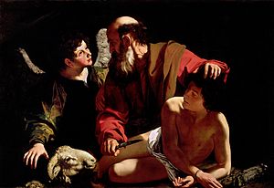 300x206 Sacrifice Of Isaac (Caravaggio) - Abraham Isaac Painting