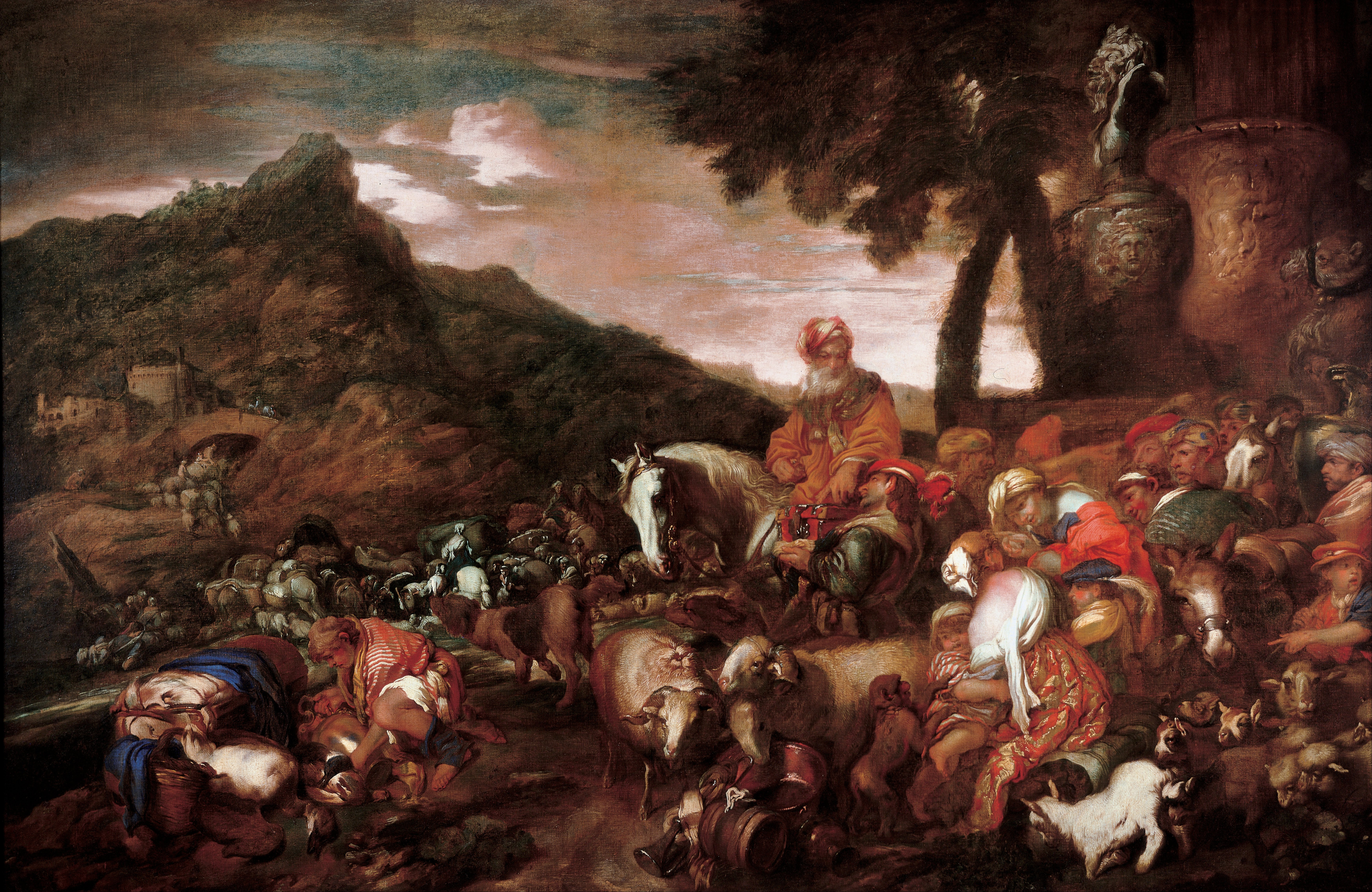 7025x4569 Filegrechetto (Giovanni Benedetto Castiglione) - Abraham Painting