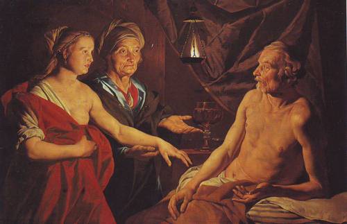 500x323 Sarah Leading Hagar To Abraham Painting Matthias Stomer Oil - Abraham Painting