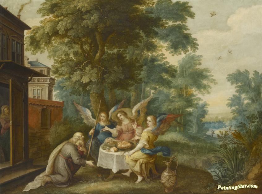 847x628 Abraham And The Three Angels Artwork By Frans Francken Ii Oil - Abraham Painting