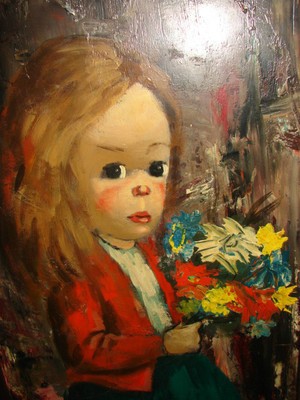 300x400 Estate Original Oil Painting Little Girl By Abruzzi Aka Harold - Abruzzi Painting