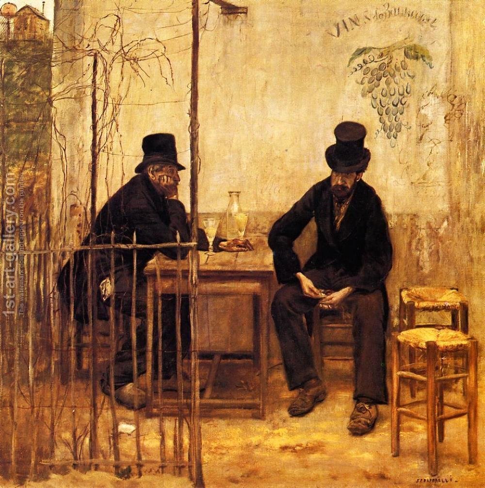 1000x1006 The Absinthe Drinkers Jean Francois Raffaelli Reproduction 1st - Absinthe Drinker Painting