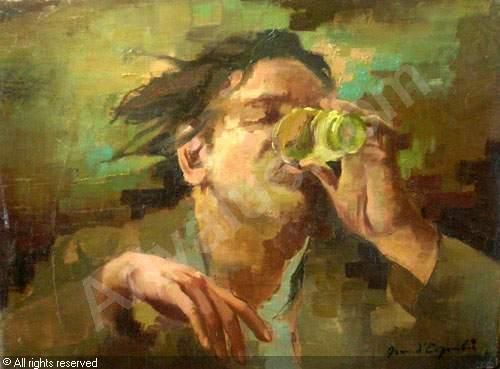 500x369 Le Buveur D'Absinthe, Jean (1898 1968) Sip The Green - Absinthe Painting
