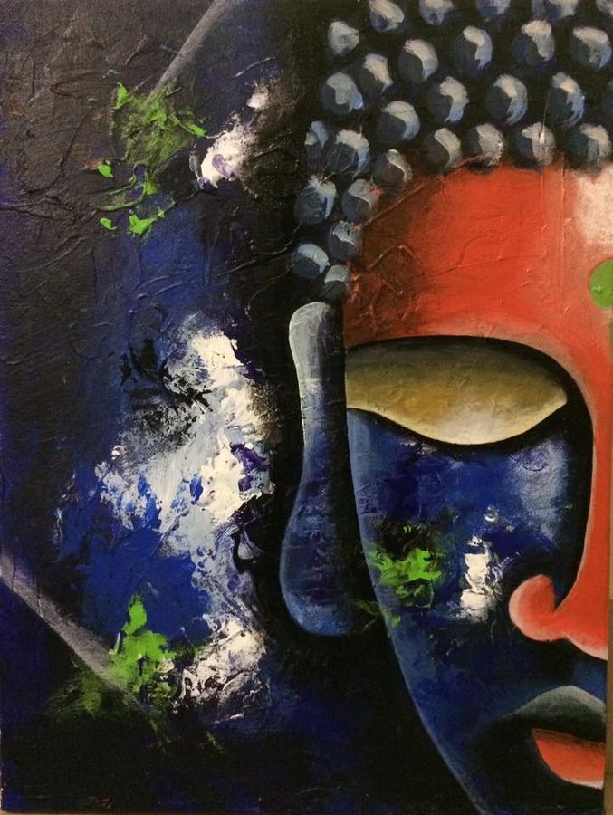 677x900 Buddha Abstract ,acrylic On Canvas Painting By Artist Pooja P - Abstract Acrylic Painting On Canvas
