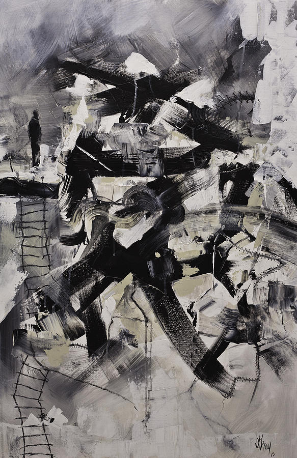 583x900 Where I Am Original Black And White Abstract Acrylic Painting - Abstract Acrylic Painting On Canvas