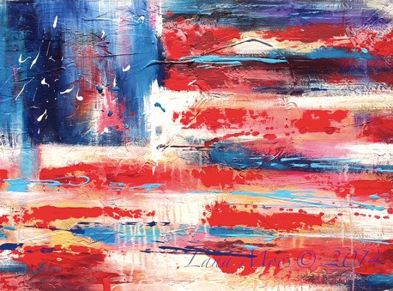 570x422 American Flag Abstract Large Original Painting - Abstract American Flag Painting