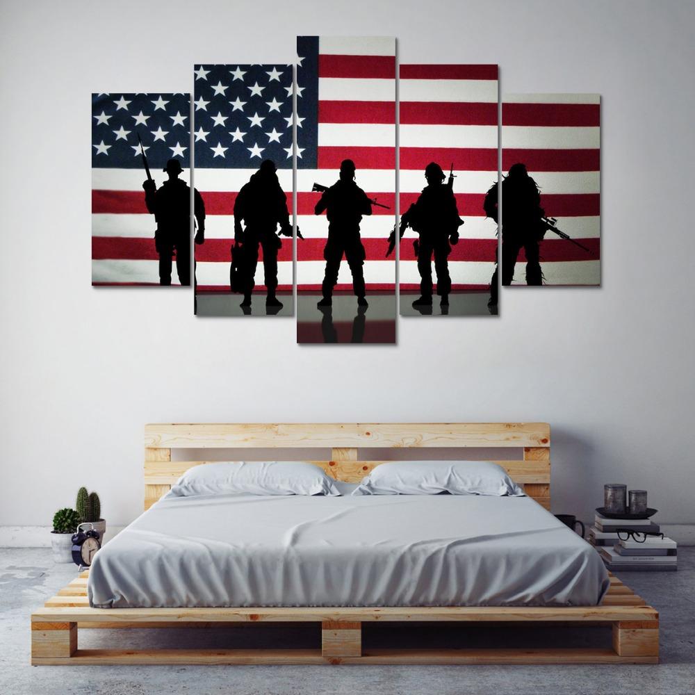 1000x1000 2018 Hd Printed American Flag Oil Painting On Canvas 5 Panel No - Abstract American Flag Painting