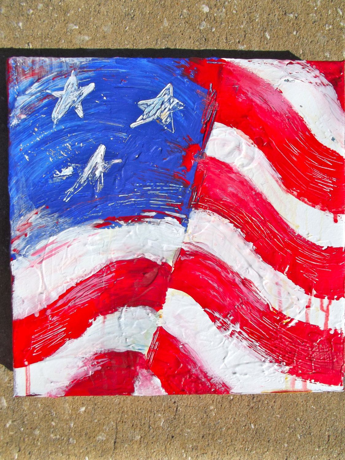 1125x1500 American Flag United States America Abstract Original Painting - Abstract American Flag Painting