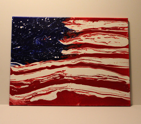 570x500 Dirty Pour Abstract Flag American Flag Abstract American - Abstract American Flag Painting