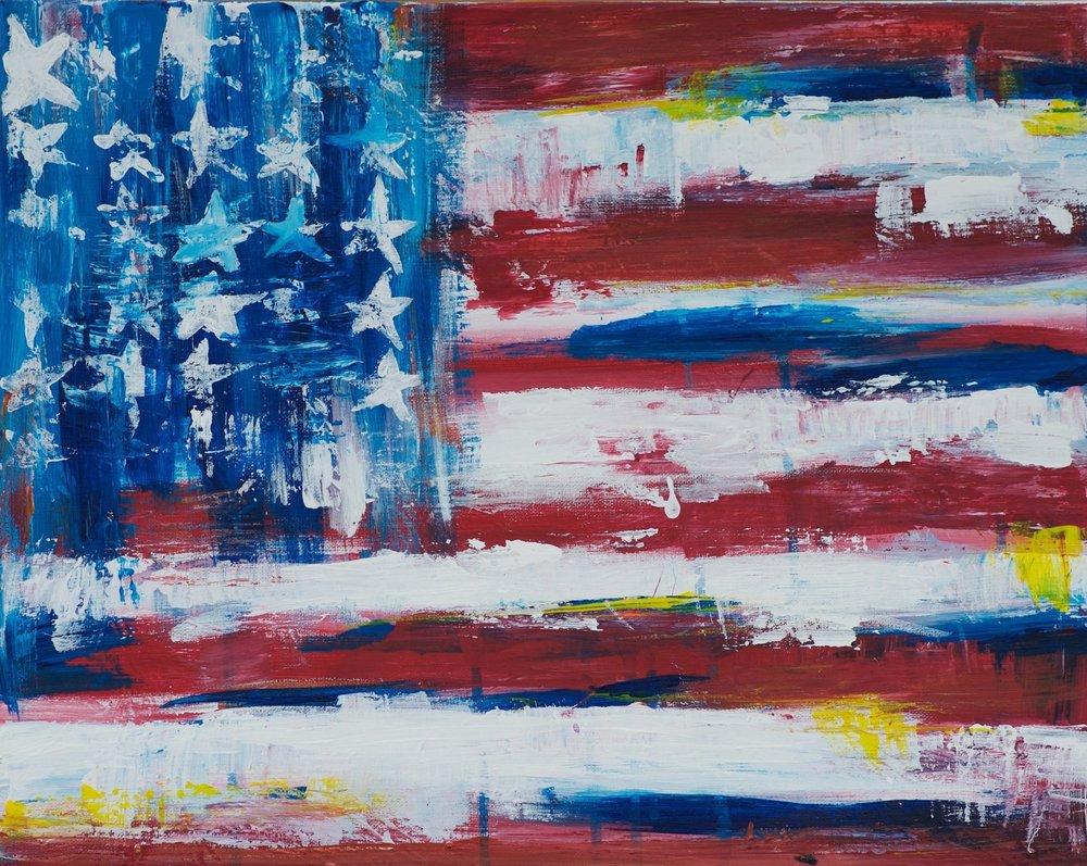 Abstract American Flag Painting At Explore