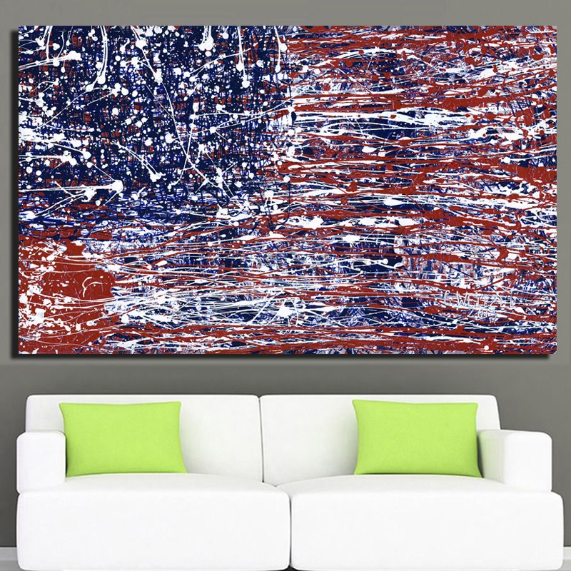 800x800 Unframed Print Abstract Line American Flag Painting On Canvas Art - Abstract American Flag Painting