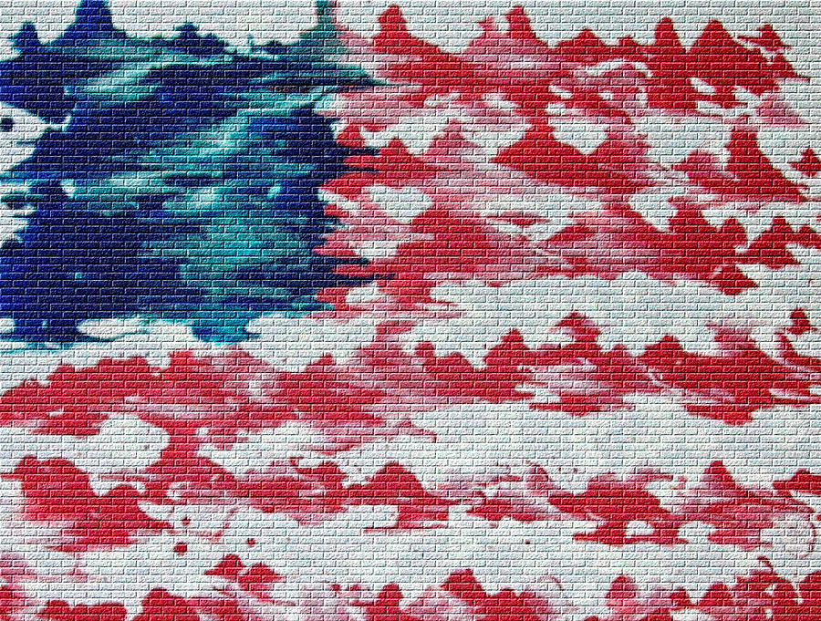900x681 Abstract American Flag Mixed Media By Brian Roberts - Abstract American Flag Painting