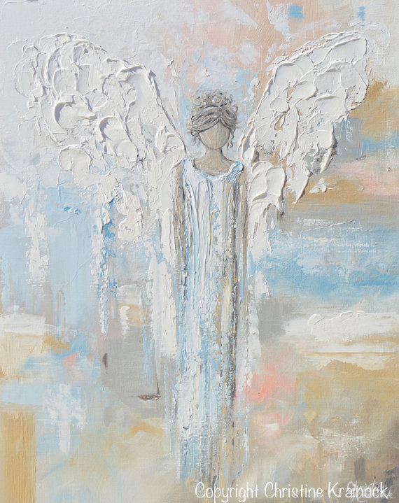 570x719 Giclee Print Art Abstract Angel Painting Canvas Print Oil - Abstract Angel Painting