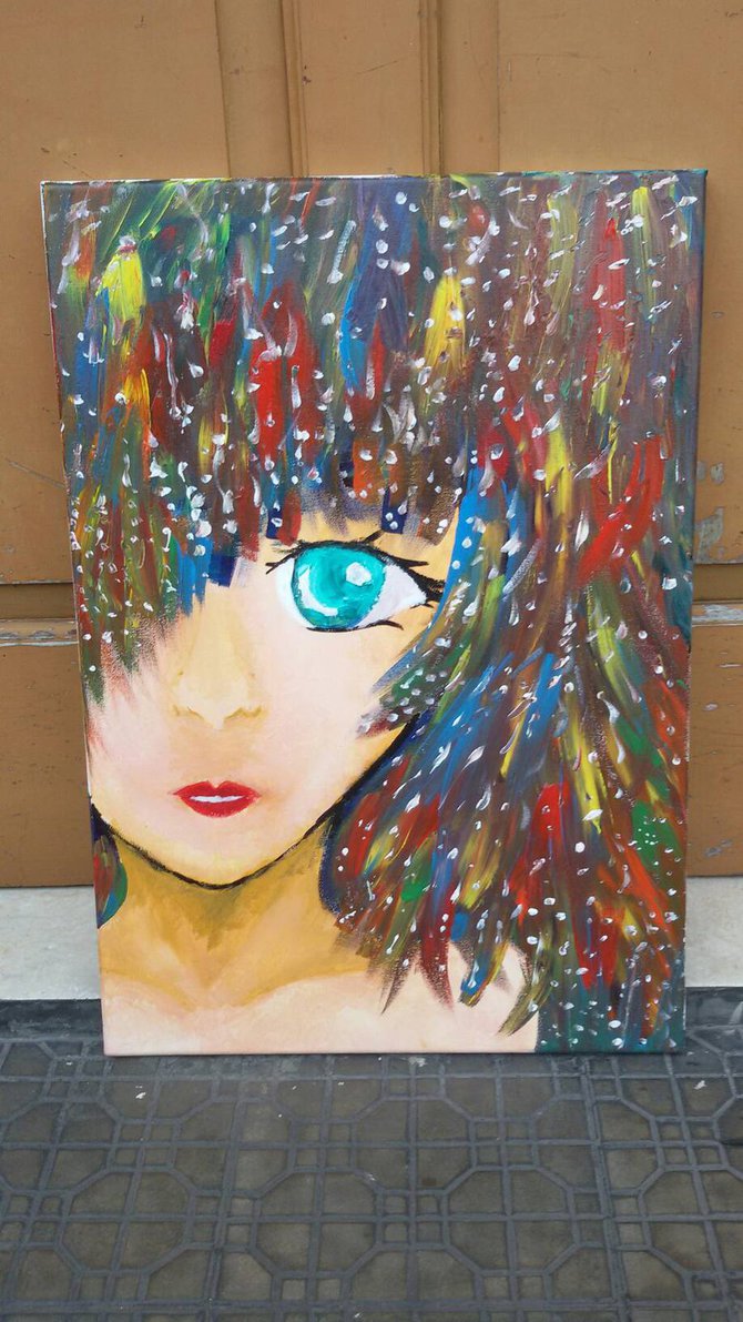 670x1191 Anime Girl Abstract Painting By Lynsagiura - Abstract Anime Painting