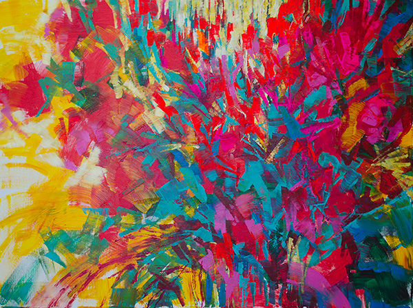 600x447 Abstract Portraits Summer Flowers Painting By Olga Rykova - Abstract Art Flowers Painting