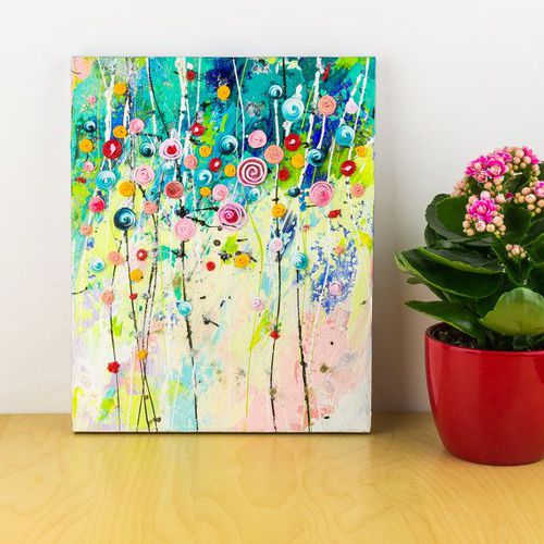 500x500 Flower Oil Painting Red Flowers, Original Amp Handmade, Impasto - Abstract Art Flowers Painting