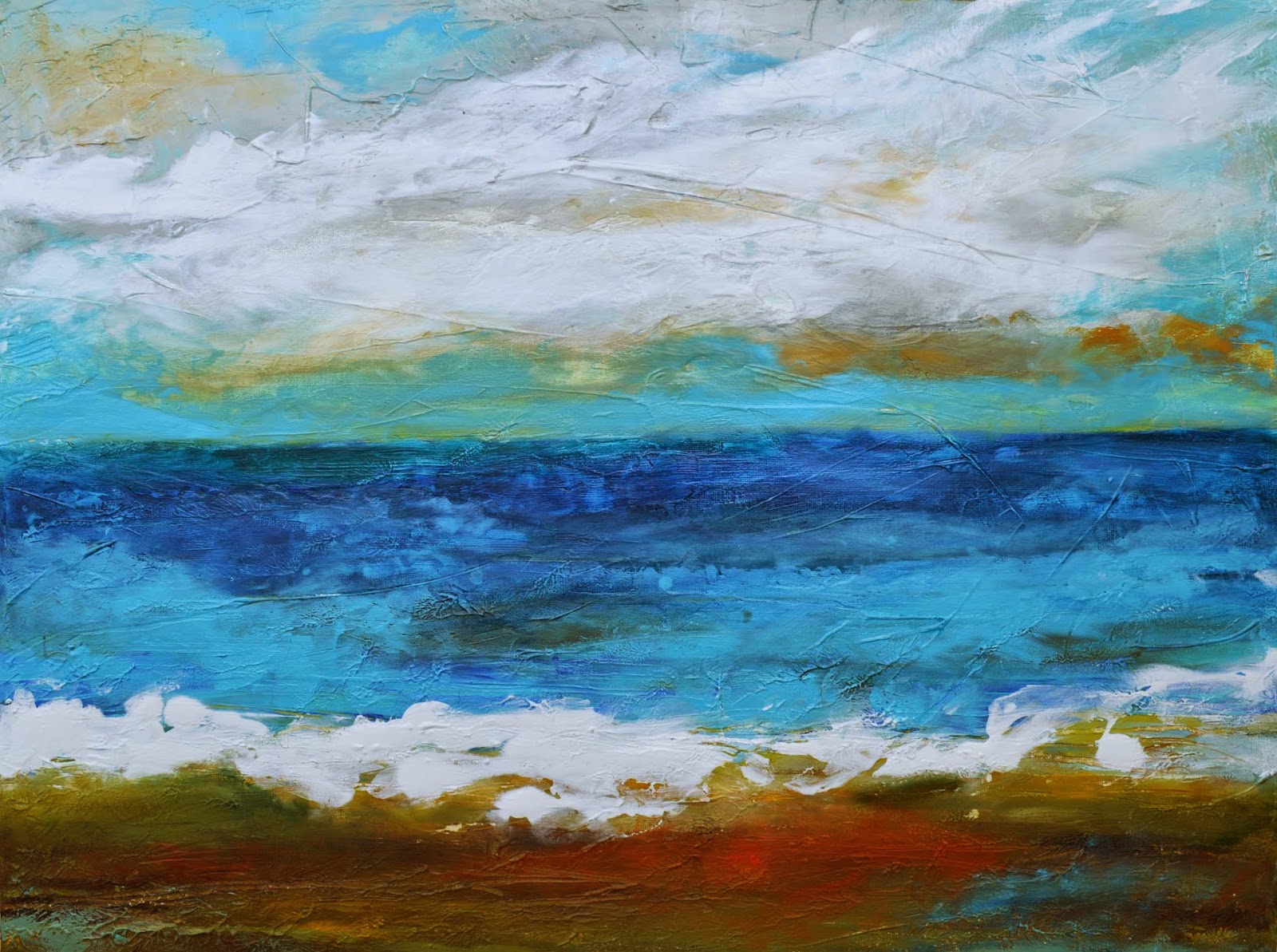 1600x1193 Beach Abstract Painting 24 X 18 By Karen Fields - Abstract Beach Painting