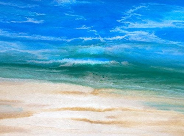 600x443 Contemporary Seascape,abstract Beach Art, Beach Dreams Azurean - Abstract Beach Painting