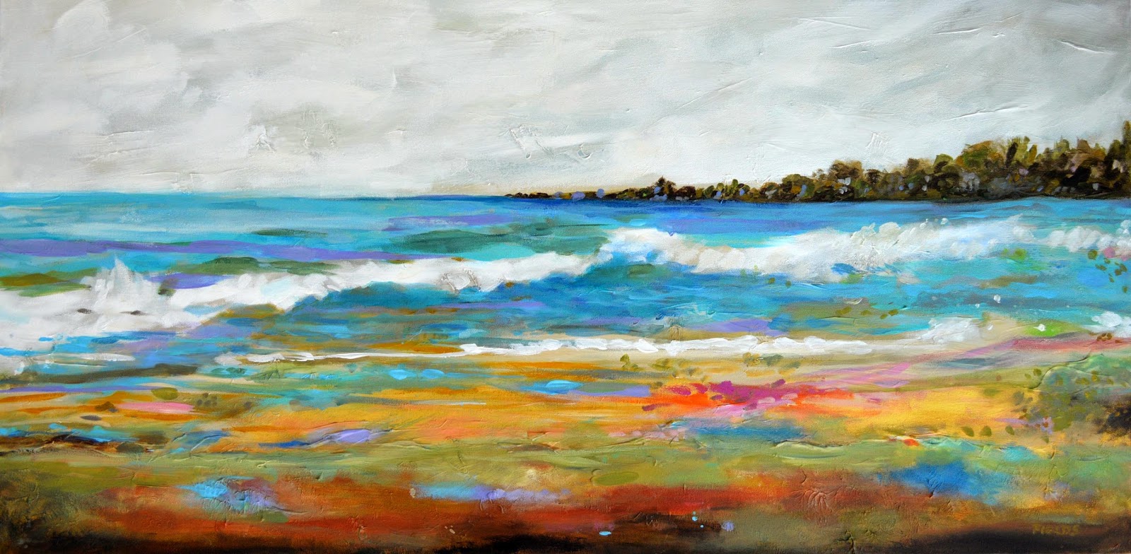 1600x784 Fresh Off My Easel This Morning ~ Large Abstract Beach Painting - Abstract Beach Painting