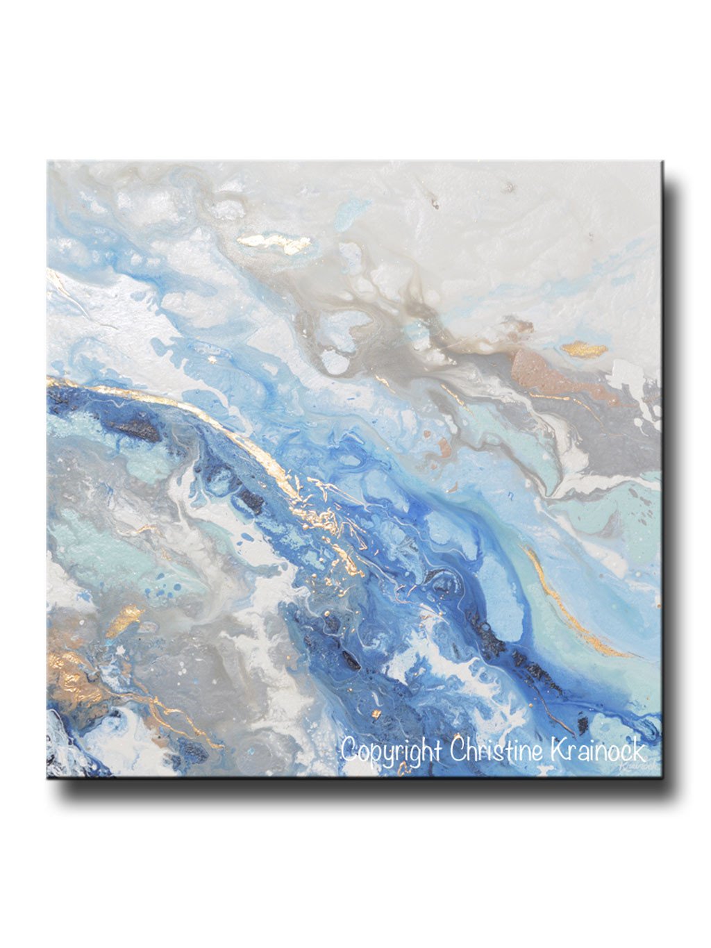 1024x1365 Print Art Blue White Abstract Painting Marbled Coastal Decor - Abstract Beach Painting