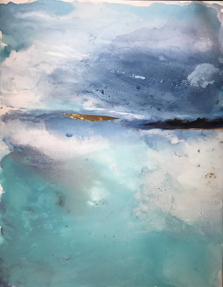 770x992 Saatchi Art Abstract Blue Beach Painting Atmospheric - Abstract Beach Painting