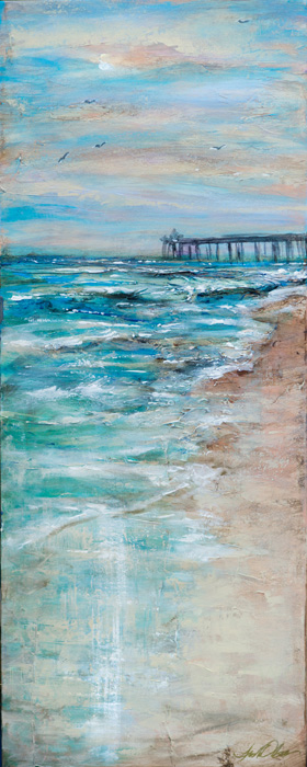 280x700 Semi Abstract Beach Landscape Painting - Abstract Beach Painting