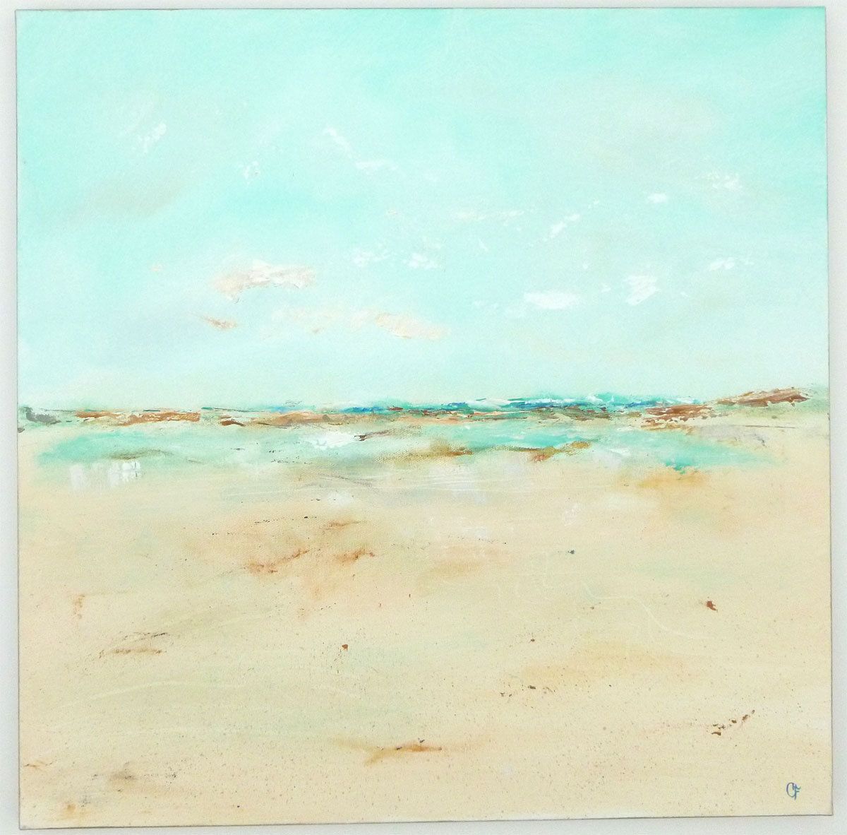 1200x1182 Abstract Beach Painting Aqua Turquoise Beach By Theescapeartist - Abstract Beach Painting