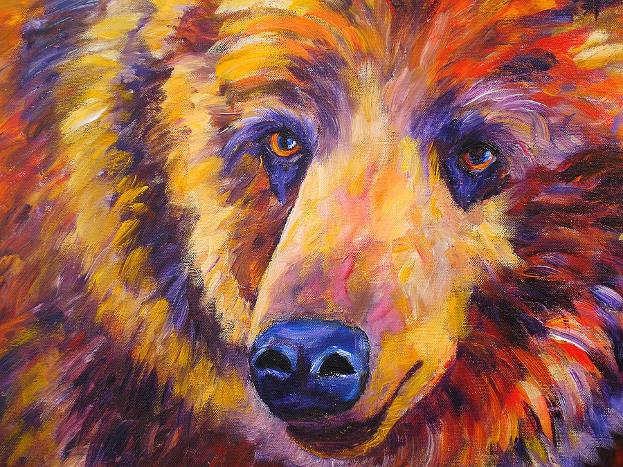 900x675 Abstract Bear Grizzley Painting By Mary Jo Zorad - Abstract Bear Painting