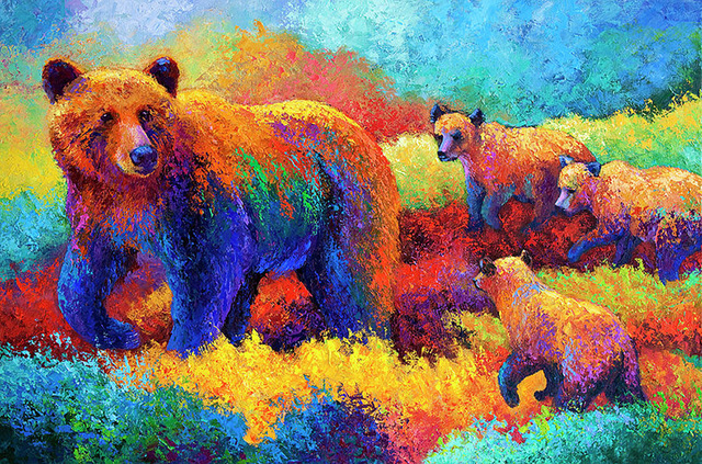 640x423 Rectangular Print Modern Abstract Painting On Canvas Animal Baby - Abstract Bear Painting