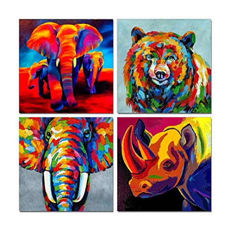 463x463 4pcsset 16x16in Modernism Abstract Canvas Art - Abstract Bear Painting