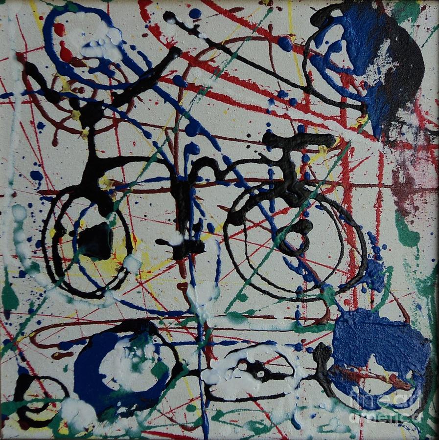 897x900 Bike Abstract Painting By Danarta Gondrong - Abstract Bicycle Painting