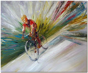 300x247 Cycling Race Oil Painting - Abstract Bicycle Painting