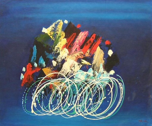 abstract bicycle painting