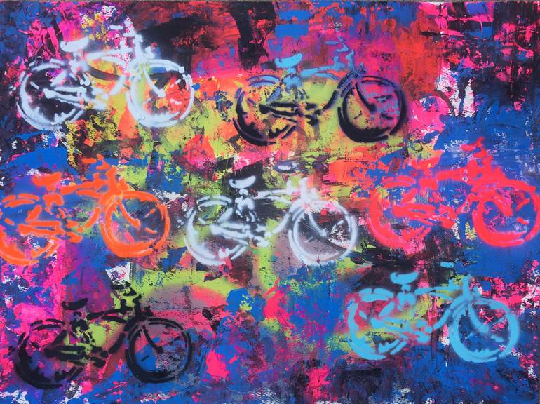 abstract bicycle painting