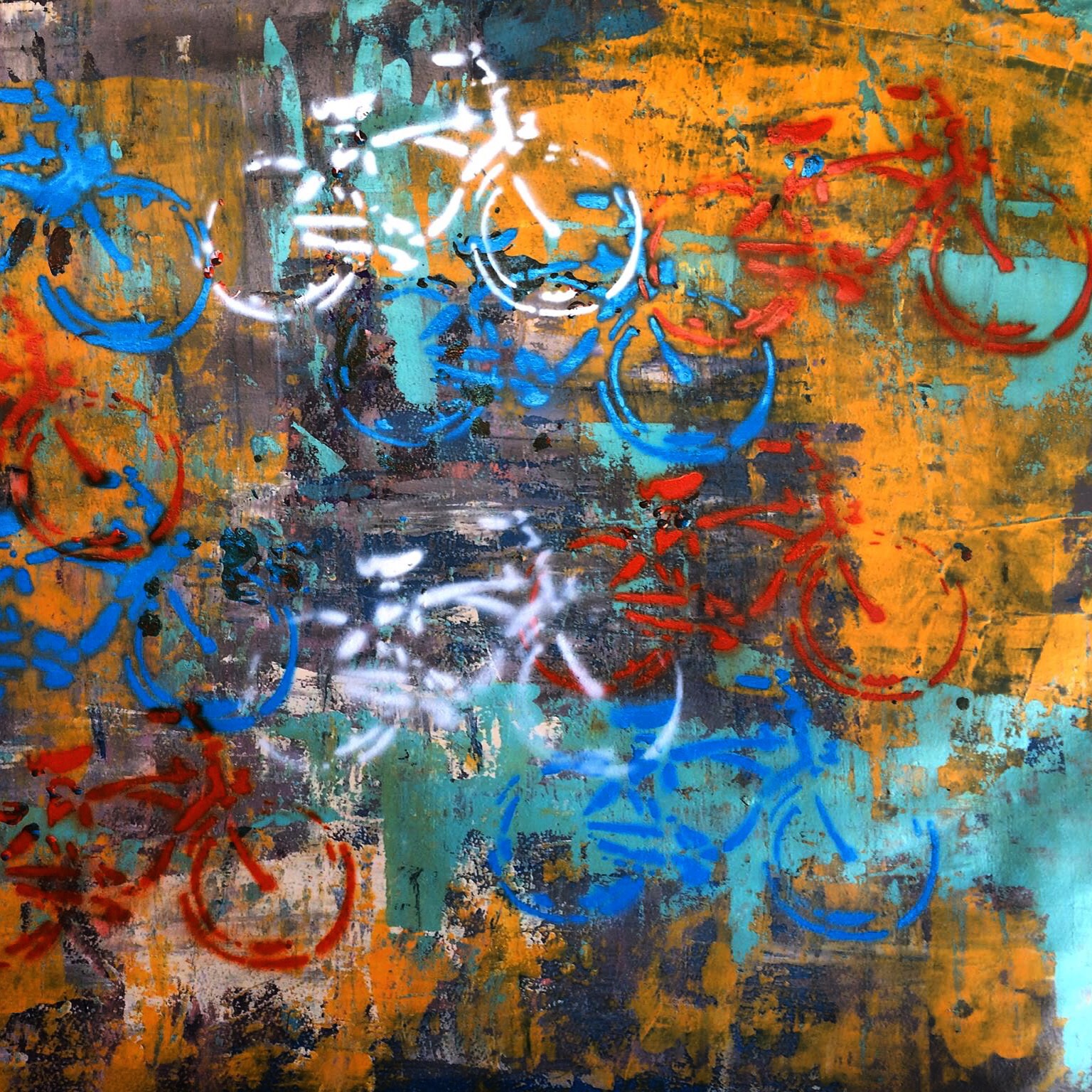 1536x1536 Bike Race Art Abstract Painting Robert R Fine Art A Passion - Abstract Bike Painting