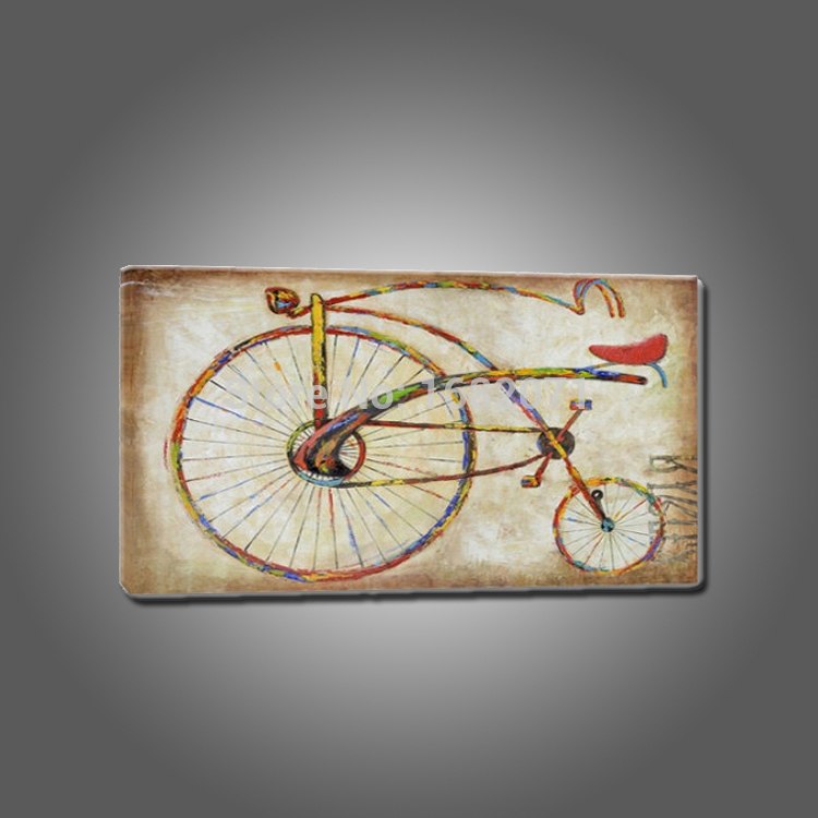 750x750 Free Shipping Modern Designed Bike Oil Painting For Wall - Abstract Bike Painting