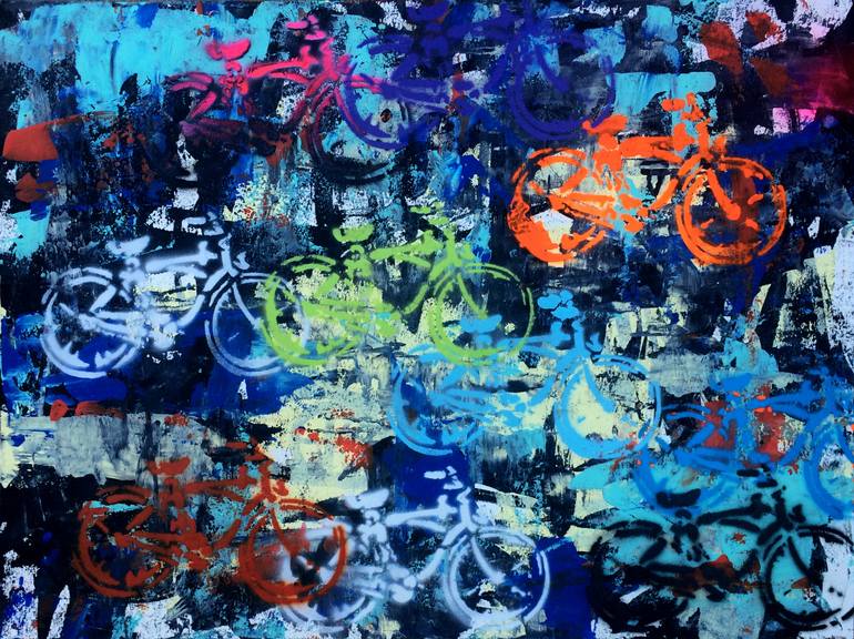 770x576 Saatchi Art Abstract Graffiti Bicycle Bike Race Painting By - Abstract Bike Painting