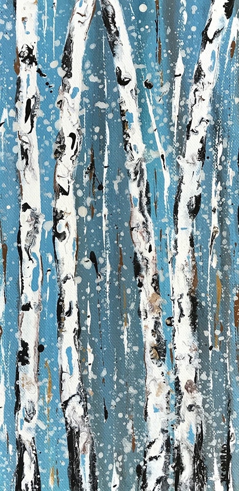 488x1000 Holiday Sale Aspen Tree Painting,abstract Landscape,birch Trees - Abstract Birch Tree Painting