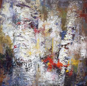 289x288 Niki Gulley New Palette Knife Painting By - Abstract Birch Tree Painting