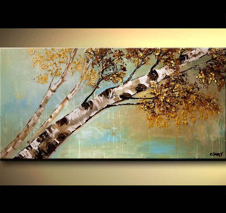 788x744 Painting - Abstract Birch Tree Painting