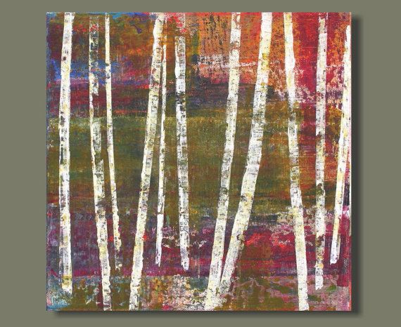 570x466 Abstract Painting, Birch Trees ,birch Tree Painting, Abstract - Abstract Birch Tree Painting