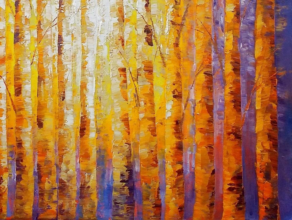 1000x753 Birch Tree Painting, Original Oil Painting, Abstract Landscape Art - Abstract Birch Tree Painting