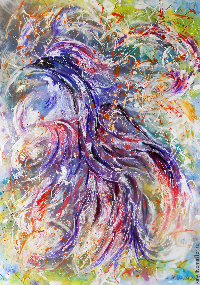 808x1152 Printable Paintings Abstract Bird Painting, Blue Bird Happiness - Abstract Bird Painting