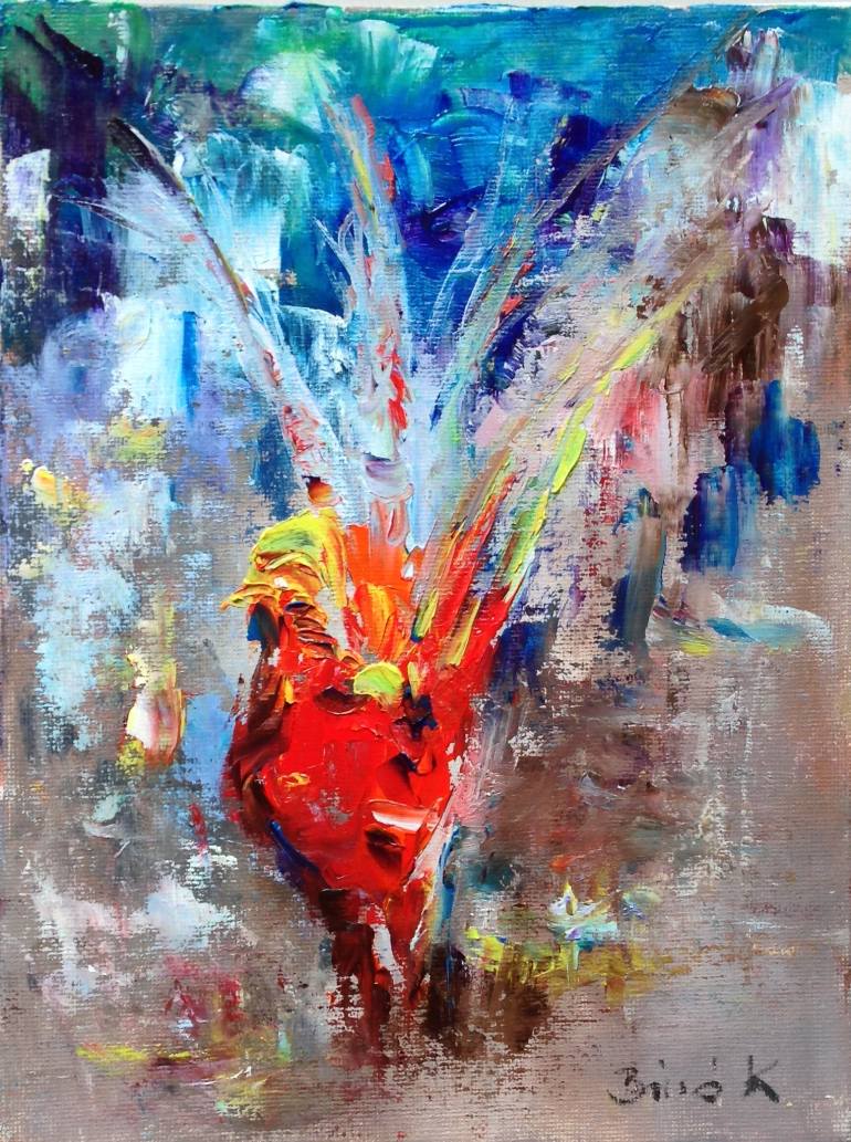 770x1033 Saatchi Art Gold Pheasant(Abstract Bird Series) Painting By - Abstract Bird Painting