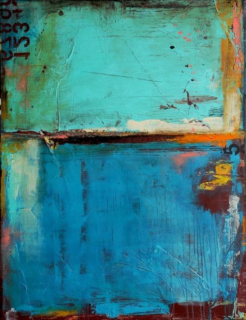 Abstract Blue Oil Painting