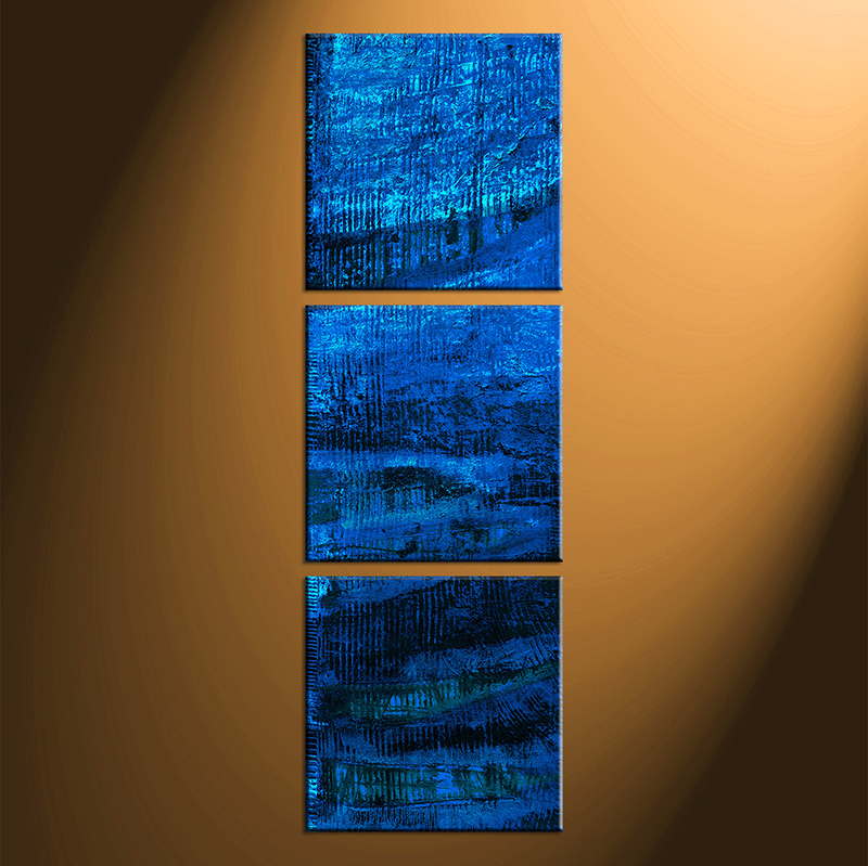 800x799 3 Piece Abstract Blue Oil Paintings Canvas Photography - Abstract Blue Oil Painting