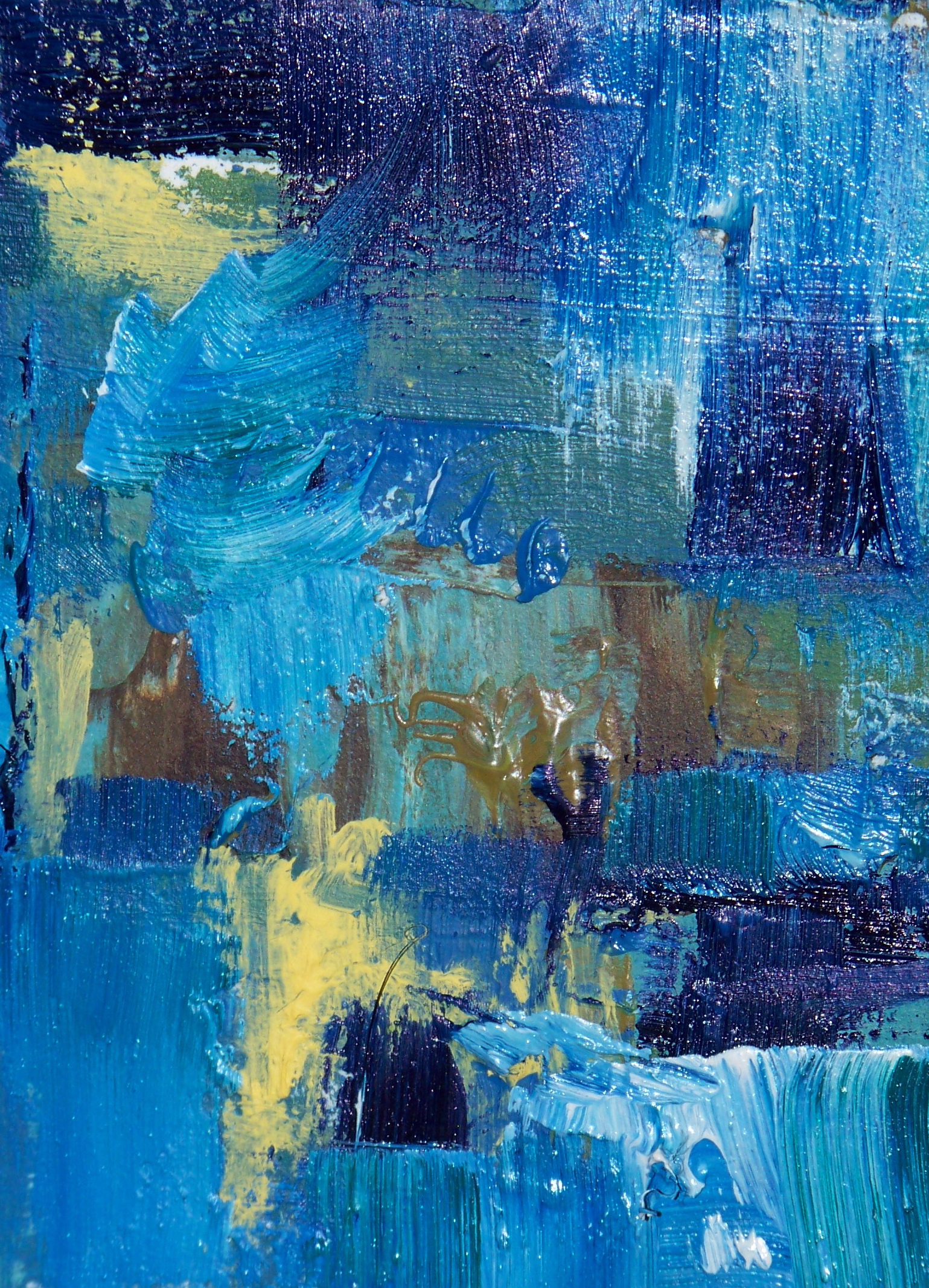 1539x2132ceo Daybstract Collector's Card In Oil - Abstract Blue Oil Painting